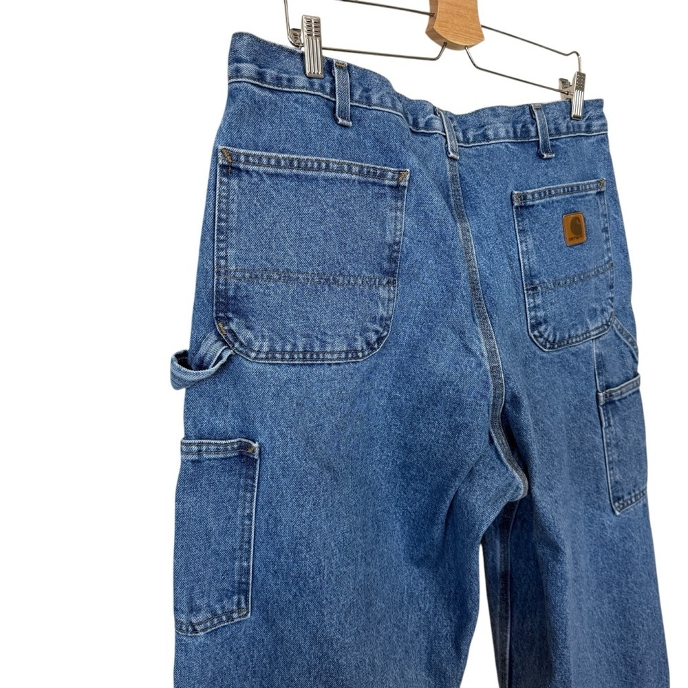 Carhartt Jeans Mens 38 X 32 Blue Denim Cotton Carpenter Double Knee Work Wear - Picture 8 of 10